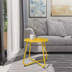 GRANDPATIO Designs Steel Patio Side Table, Weather Resistant Outdoor Round End Table