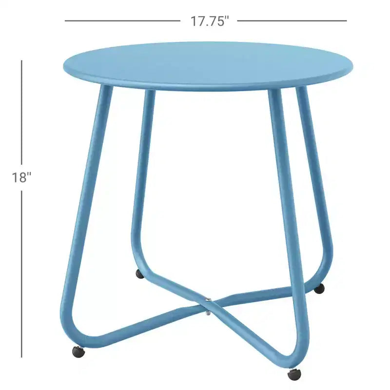 GRANDPATIO Designs Steel Patio Side Table, Weather Resistant Outdoor Round End Table