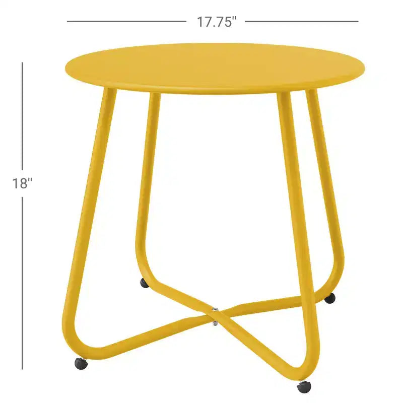 GRANDPATIO Designs Steel Patio Side Table, Weather Resistant Outdoor Round End Table