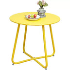 GRANDPATIO Designs Steel Patio Side Table, Weather Resistant Outdoor Round End Table