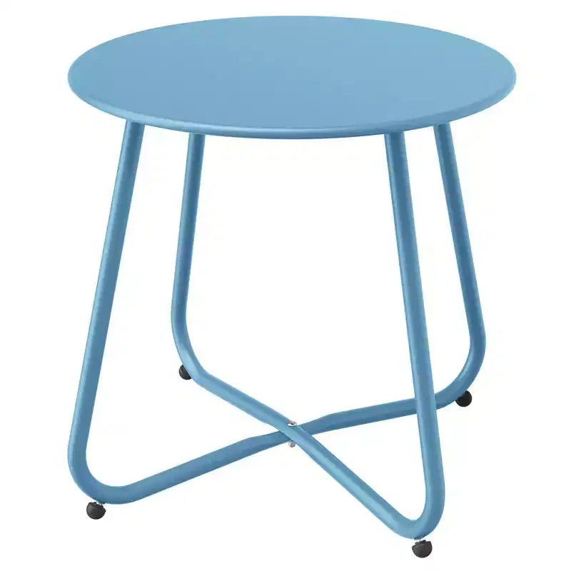 GRANDPATIO Designs Steel Patio Side Table, Weather Resistant Outdoor Round End Table