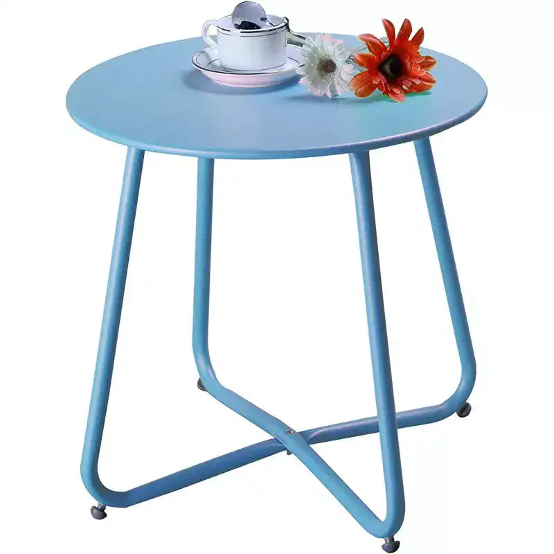 GRANDPATIO Designs Steel Patio Side Table, Weather Resistant Outdoor Round End Table