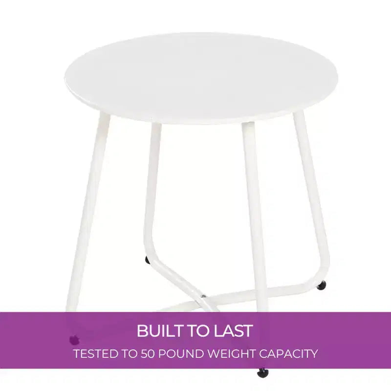 GRANDPATIO Designs Steel Patio Side Table, Weather Resistant Outdoor Round End Table