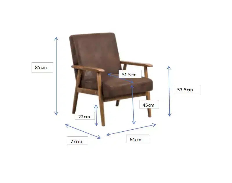 Okak 25.38 W Leisure Accent Chair with Comfy Upholstery Solid Wood Mid-Century Reading Armchair for Living Room Bedroom Waiting Room
