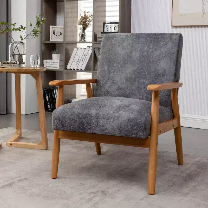 Okak 25.38 W Leisure Accent Chair with Comfy Upholstery Solid Wood Mid-Century Reading Armchair for Living Room Bedroom Waiting Room