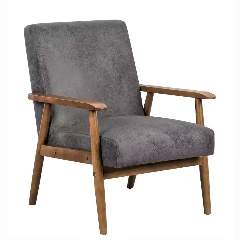 Okak 25.38 W Leisure Accent Chair with Comfy Upholstery Solid Wood Mid-Century Reading Armchair for Living Room Bedroom Waiting Room