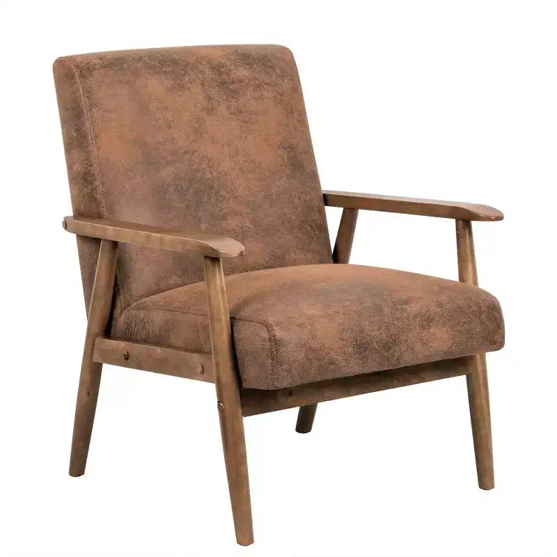 Okak 25.38 W Leisure Accent Chair with Comfy Upholstery Solid Wood Mid-Century Reading Armchair for Living Room Bedroom Waiting Room