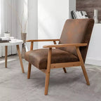 Okak 25.38 W Leisure Accent Chair with Comfy Upholstery Solid Wood Mid-Century Reading Armchair for Living Room Bedroom Waiting Room