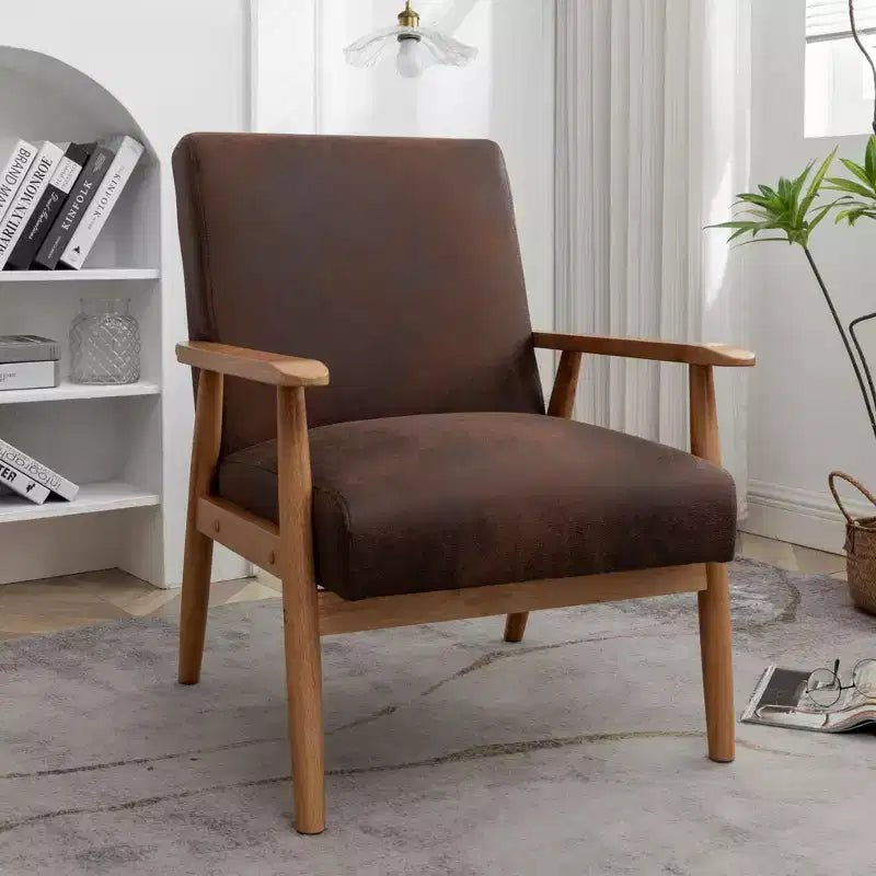 Okak 25.38 W Leisure Accent Chair with Comfy Upholstery Solid Wood Mid-Century Reading Armchair for Living Room Bedroom Waiting Room