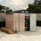 6 x 8 FT Outdoor Metal Storage Sheds Kit with Lockable Door, Utility Buildings with Air Vent for Backyard, Garden, Patio, Lawn