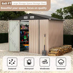 6 x 8 FT Outdoor Metal Storage Sheds Kit with Lockable Door, Utility Buildings with Air Vent for Backyard, Garden, Patio, Lawn