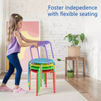 VECELO Stackable Stools for Classroom, 11.8 Height Plastic Portable Stacking Stool Chairs with Non-Slip Foot Mats for School, Set of 6/8