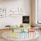 VECELO Stackable Stools for Classroom, 11.8 Height Plastic Portable Stacking Stool Chairs with Non-Slip Foot Mats for School, Set of 6/8