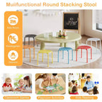 VECELO Stackable Stools for Classroom, 11.8 Height Plastic Portable Stacking Stool Chairs with Non-Slip Foot Mats for School, Set of 6/8