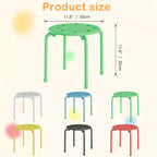 VECELO Stackable Stools for Classroom, 11.8 Height Plastic Portable Stacking Stool Chairs with Non-Slip Foot Mats for School, Set of 6/8