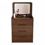 Okak 23.6 3-in-1 Vanity Table and Stool Set with Flip-Top Mirror,Compact Makeup Vanity with Visible Glass Desktop and 3 Drawers,Walnut