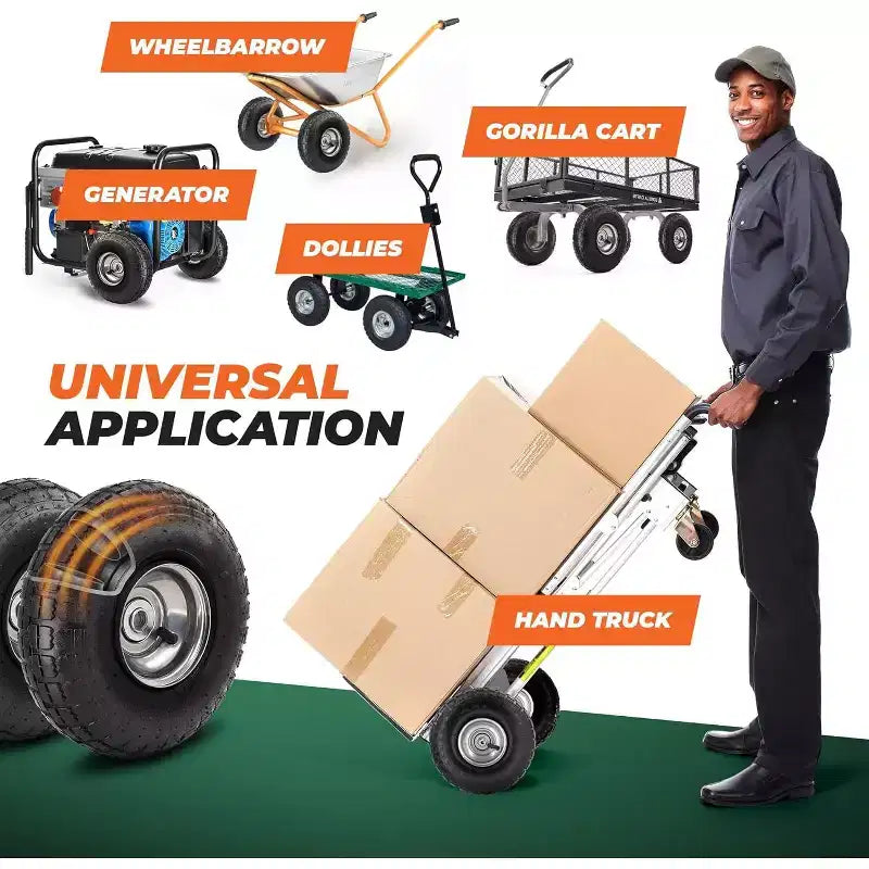 10 Heavy Duty 4.10/3.50-4 Tire - Dolly Wheels and Hand Truck Wheels Replacement - 4.10 3.50-4 for Cart, Generator, Lawn Mower, Ram-Pro