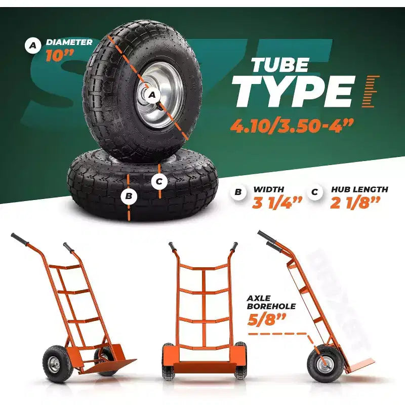 10 Heavy Duty 4.10/3.50-4 Tire - Dolly Wheels and Hand Truck Wheels Replacement - 4.10 3.50-4 for Cart, Generator, Lawn Mower, Ram-Pro