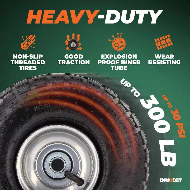 10 Heavy Duty 4.10/3.50-4 Tire - Dolly Wheels and Hand Truck Wheels Replacement - 4.10 3.50-4 for Cart, Generator, Lawn Mower, Ram-Pro