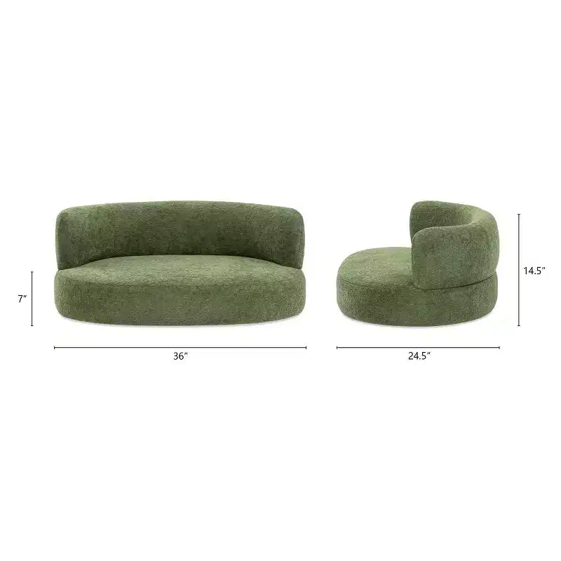 Jennifer Taylor Home Shep 36 Curved Dog Sofa Bed, Medium, Moss Green Fleeced Teddy