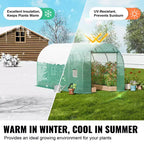 VEVOR Walk-in Tunnel Greenhouse, 11.3x6.4x6.3 ft Hoop House Greenhouse Tunnel with Galvanized Steel Frame, Green PE Cover, Roll-up Zipper Door