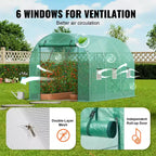 VEVOR Walk-in Tunnel Greenhouse, 11.3x6.4x6.3 ft Hoop House Greenhouse Tunnel with Galvanized Steel Frame, Green PE Cover, Roll-up Zipper Door