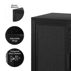 62 Black Wood Grain 6-Story Decorative Storage Cabinet with Wicker Door