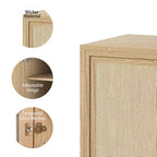 62 Black Wood Grain 6-Story Decorative Storage Cabinet with Wicker Door