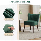 Modern Velvet Accent Chair  Armless Design, 300lbs Capacity with Wooden Legs for Living Room, Bedroom & Office (Black/Green/Beige)