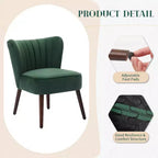 Modern Velvet Accent Chair  Armless Design, 300lbs Capacity with Wooden Legs for Living Room, Bedroom & Office (Black/Green/Beige)
