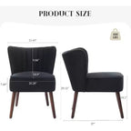 Modern Velvet Accent Chair  Armless Design, 300lbs Capacity with Wooden Legs for Living Room, Bedroom & Office (Black/Green/Beige)