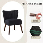 Modern Velvet Accent Chair  Armless Design, 300lbs Capacity with Wooden Legs for Living Room, Bedroom & Office (Black/Green/Beige)