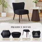 Modern Velvet Accent Chair  Armless Design, 300lbs Capacity with Wooden Legs for Living Room, Bedroom & Office (Black/Green/Beige)