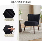 Modern Velvet Accent Chair  Armless Design, 300lbs Capacity with Wooden Legs for Living Room, Bedroom & Office (Black/Green/Beige)