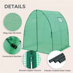 EAGLE PEAK 70.9x70.9x78.7 Tunnel Greenhouse Garden Greenhouse with Zippered Door and 2 Roll-up Side Windows, Clear/Green