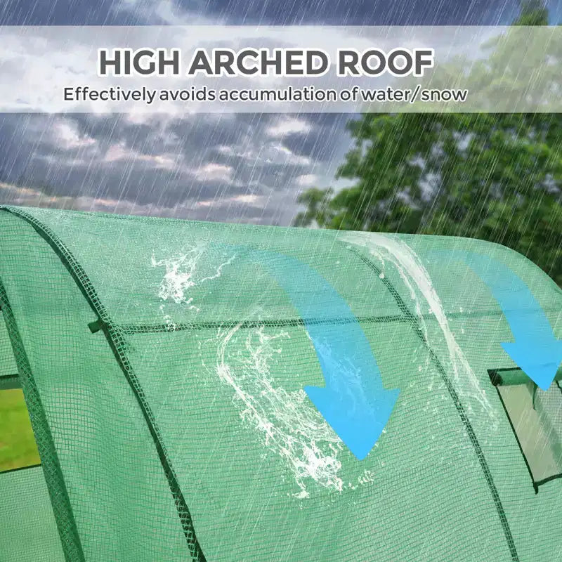 EAGLE PEAK 70.9x70.9x78.7 Tunnel Greenhouse Garden Greenhouse with Zippered Door and 2 Roll-up Side Windows, Clear/Green