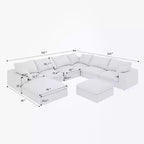 Large size modular cloud sofa 8 seater down sofa bed apartment living room sofa (8seater)