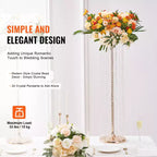 VEVOR 10PCS 35.43inchTall Crystal Wedding Flowers Stand,Luxurious Centerpieces Flower Vases Crystal Gold Vase Metal,Perfect for T-stage Wedding Party