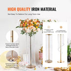 VEVOR 10PCS 35.43inchTall Crystal Wedding Flowers Stand,Luxurious Centerpieces Flower Vases Crystal Gold Vase Metal,Perfect for T-stage Wedding Party