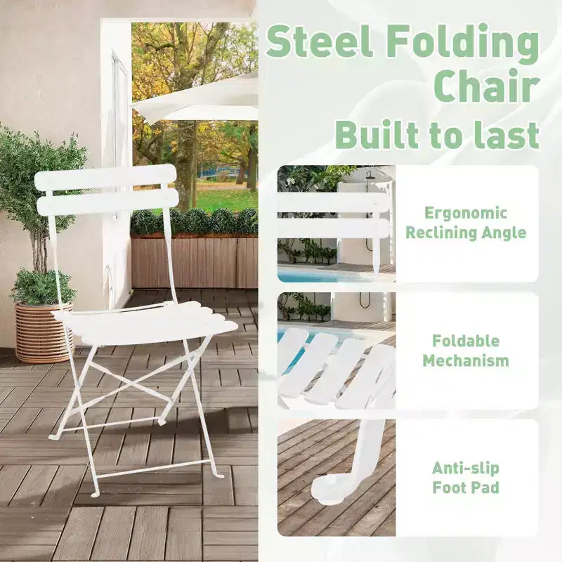 EROMMY 5-piece Foldable Patio Bistro Set With Rectangular Table And Chairs, Weather-resistant Iron Outdoor Dining Set For 4 People