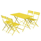 EROMMY 5-piece Foldable Patio Bistro Set With Rectangular Table And Chairs, Weather-resistant Iron Outdoor Dining Set For 4 People