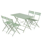 EROMMY 5-piece Foldable Patio Bistro Set With Rectangular Table And Chairs, Weather-resistant Iron Outdoor Dining Set For 4 People
