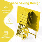 EROMMY 5-piece Foldable Patio Bistro Set With Rectangular Table And Chairs, Weather-resistant Iron Outdoor Dining Set For 4 People