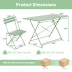 EROMMY 5-piece Foldable Patio Bistro Set With Rectangular Table And Chairs, Weather-resistant Iron Outdoor Dining Set For 4 People
