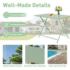 EROMMY 5-piece Foldable Patio Bistro Set With Rectangular Table And Chairs, Weather-resistant Iron Outdoor Dining Set For 4 People