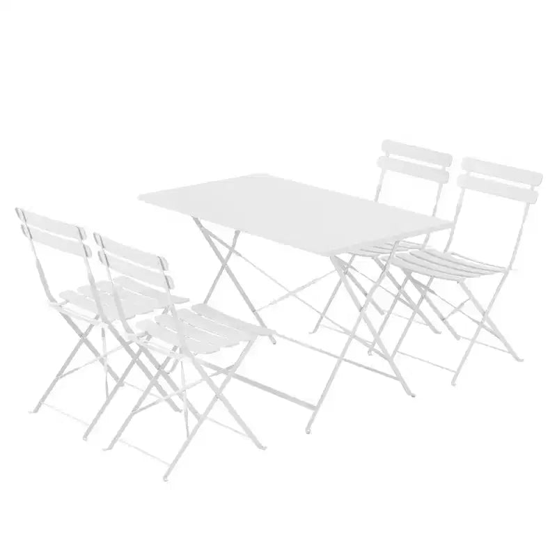 EROMMY 5-piece Foldable Patio Bistro Set With Rectangular Table And Chairs, Weather-resistant Iron Outdoor Dining Set For 4 People