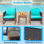 BestMassage Patio Furniture Set 3-Piece Outdoor Wicker Conversation Bistro Set
