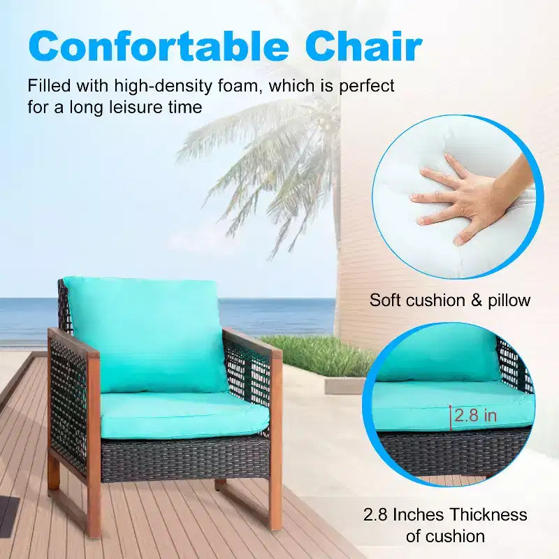 BestMassage Patio Furniture Set 3-Piece Outdoor Wicker Conversation Bistro Set
