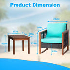 BestMassage Patio Furniture Set 3-Piece Outdoor Wicker Conversation Bistro Set