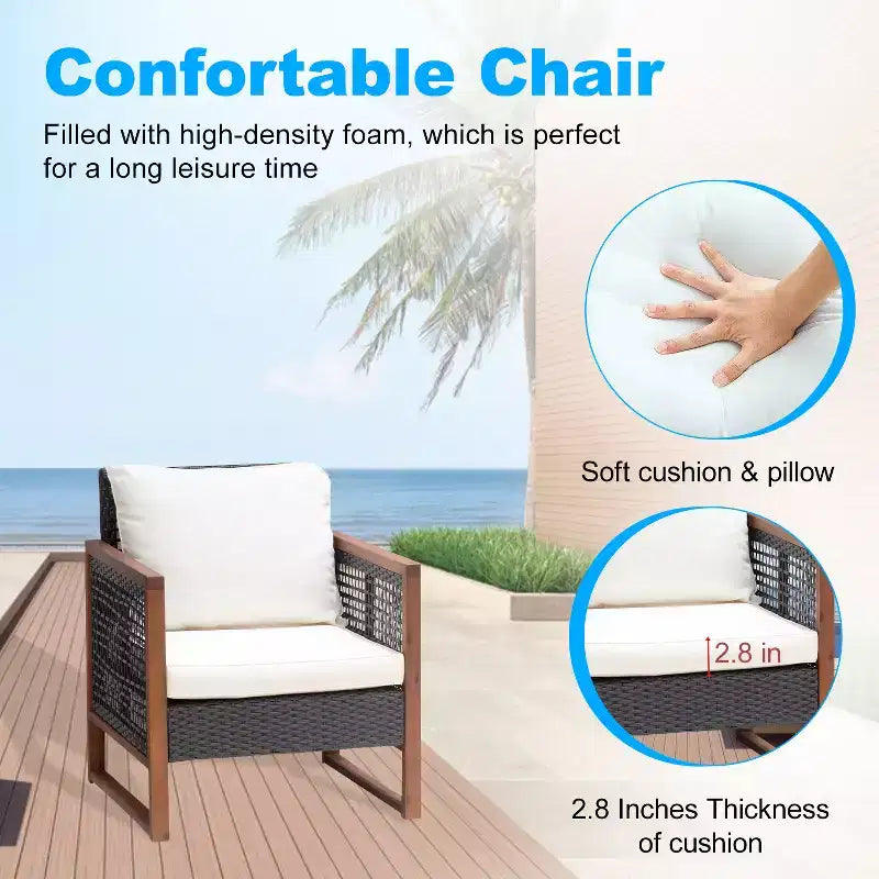 BestMassage Patio Furniture Set 3-Piece Outdoor Wicker Conversation Bistro Set